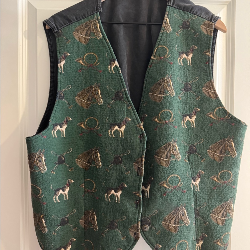 Hunt Club horses and dogs vintage vest